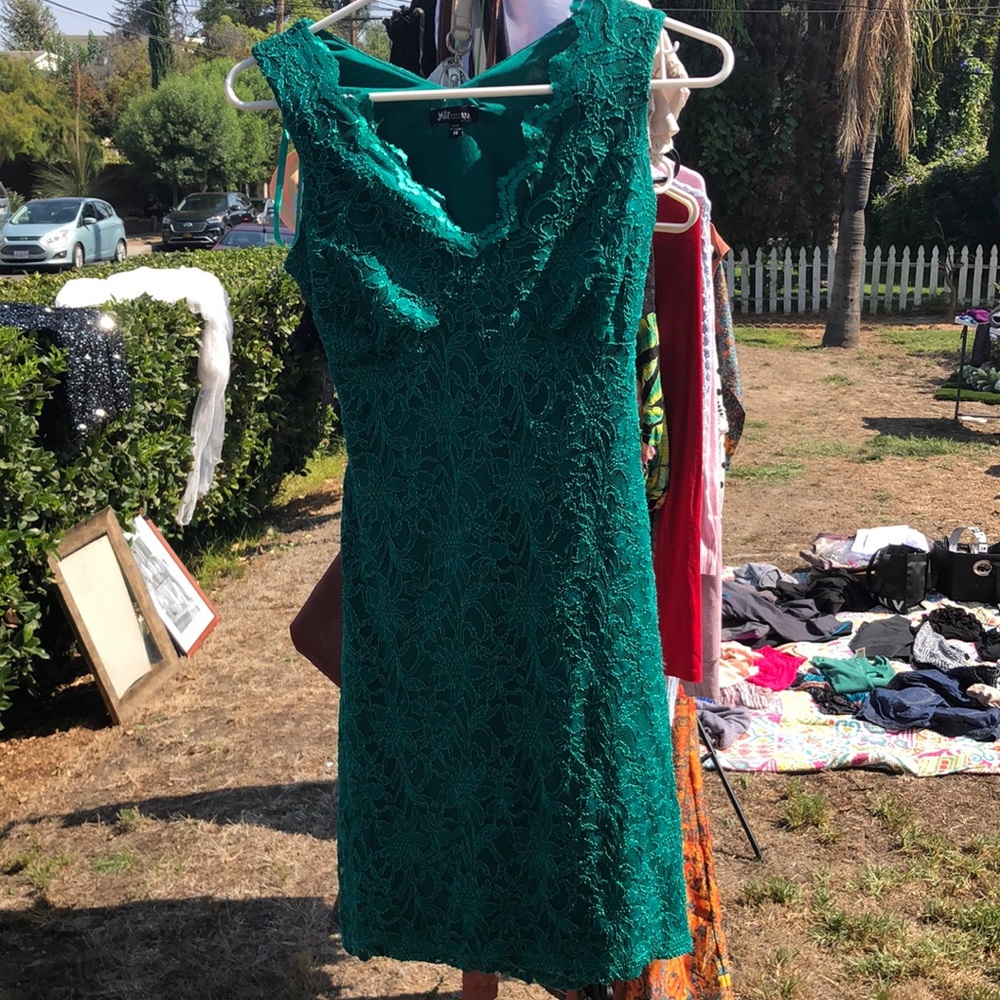 Green lace mini dress